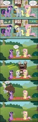 Size: 955x3050 | Tagged: safe, artist:danleman14, derpy hooves, fluttershy, twilight sparkle, pegasus, pony, unicorn, g4, comic, eating, female, flashback, kitchen, looking at you, mare, muffin man, open mouth, parody, picnic, picnic blanket, raggle fraggle, sasquatch, smiling, the grim adventures of billy and mandy, unicorn twilight