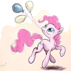 Size: 1000x1000 | Tagged: safe, artist:lueza-35, pinkie pie, earth pony, pony, g4, balloon, female, solo