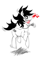 Size: 550x782 | Tagged: dead source, safe, artist:s-c-fowlie, earth pony, pony, blood, creepypasta, jeff the killer, meme, motion lines, ponified, razor blade, simple background, solo, transparent background