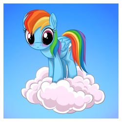 Size: 1052x1052 | Tagged: safe, artist:mysticalpha, rainbow dash, pegasus, pony, g4, blushing, cloud, female, mare, on a cloud