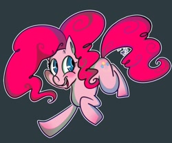 Size: 1280x1068 | Tagged: safe, artist:rfetus, pinkie pie, earth pony, pony, g4, female, gray background, looking sideways, mare, open mouth, outline, simple background, smiling, solo, three quarter view, white outline