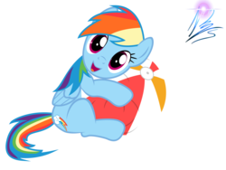 Size: 8000x6000 | Tagged: dead source, safe, artist:nightmaremoons, rainbow dash, pegasus, pony, g4, absurd resolution, ball, beach ball, cute, dashabetes, female, looking at you, simple background, solo, transparent background, vector