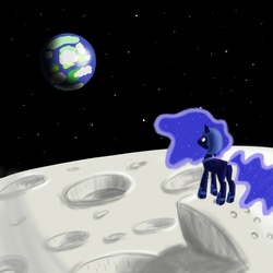 Size: 800x800 | Tagged: safe, artist:phoenix-conrad, nightmare moon, alicorn, pony, g4, banishment, female, mare, mare in the moon, moon, solo, space