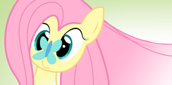 Size: 1864x916 | Tagged: safe, artist:darkmage2, fluttershy, butterfly, pony, g4, bust, butterfly on nose, cute, insect on nose, solo