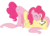 Size: 2000x1421 | Tagged: dead source, safe, artist:federalelephant, fluttershy, pinkie pie, earth pony, pegasus, pony, g4, cpr, eyes closed, female, kissing, legs in air, lesbian, mare, mouth to mouth, puffy cheeks, ship:flutterpie, shipping, simple background, transparent background