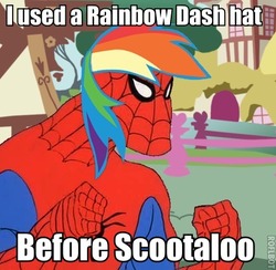 Size: 409x400 | Tagged: safe, rainbow dash, g4, 60s spider-man, male, meme, spider-man