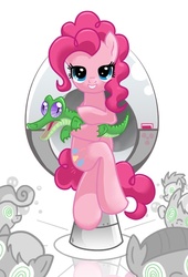 Size: 512x752 | Tagged: safe, artist:don-ko, gummy, pinkie pie, g4, evil genius, mind control, sitting