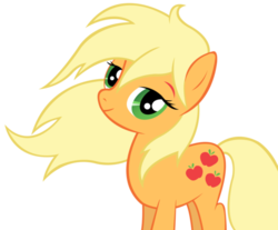 Size: 500x413 | Tagged: safe, applejack, earth pony, pony, g4, female, loose hair, mare, simple background, solo, transparent background, windswept mane