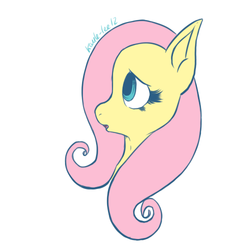 Size: 500x500 | Tagged: safe, artist:sharkyteef, fluttershy, pony, g4, bust, female, looking away, looking up, mare, open mouth, profile, simple background, solo, white background