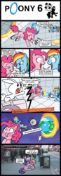 Size: 555x1600 | Tagged: safe, artist:madmax, angel bunny, pinkie pie, rainbow dash, spike, twilight sparkle, dragon, earth pony, human, pegasus, pony, unicorn, g4, asphyxiation, comic, crossover, female, irl, irl human, male, mare, photo, planet, portal, portal (valve), portal 2, space, space core