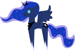 Size: 1024x696 | Tagged: safe, artist:demonreapergirl, princess luna, alicorn, pony, g4, bbbff, female, horn, jewelry, lineless, mare, pointy ponies, regalia, simple background, solo, spread wings, tiara, transparent background, wings