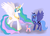 Size: 1285x930 | Tagged: safe, artist:bibliodragon, princess celestia, princess luna, alicorn, pony, g4, female, jewelry, male, mare, pinklestia, regalia, royal sisters, s1 luna, siblings, sisters, spread wings, the simpsons, wings