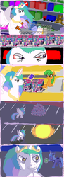 Size: 500x1375 | Tagged: safe, artist:bibliodragon, princess celestia, princess luna, g4, comic, fire, pinklestia