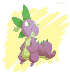 Size: 563x600 | Tagged: safe, artist:astalakio, spike, dragon, g4, male, no pupils, partial background, solo