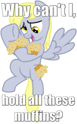 Size: 458x740 | Tagged: safe, artist:topgull, derpy hooves, pegasus, pony, g4, female, mare, muffin, solo, that pony sure does love muffins, why can't i hold all these x