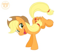 Size: 1000x802 | Tagged: safe, artist:trish forstner, applejack, earth pony, pony, g4, bucking, female, mare, simple background, solo, white background