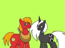 Size: 1280x947 | Tagged: safe, artist:mofetafrombrooklyn, big macintosh, oc, oc:high cross, earth pony, pony, g4, male, simple background, stallion