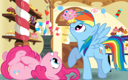 Size: 8000x5000 | Tagged: safe, artist:kittyhawk-contrail, pinkie pie, rainbow dash, g4, absurd resolution, female, sugarcube corner, vector