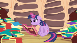Size: 853x480 | Tagged: safe, twilight sparkle, g4, book, golden oaks library, reading