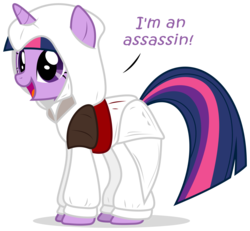 Size: 5000x4613 | Tagged: safe, artist:mixermike622, twilight sparkle, g4, absurd resolution, assassin's creed, cute, simple background, transparent background, twiabetes, vector