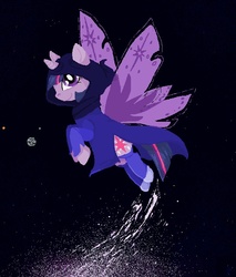 Size: 624x731 | Tagged: safe, artist:nonlegendary-pylime, twilight sparkle, alicorn, pony, unicorn, g4, black background, butterfly wings, clothes, crossover, female, god tier, god tiers, hero of void, homestuck, hoodie, mare, simple background, socks, space, twilight sparkle (alicorn), unicorn twilight, wings