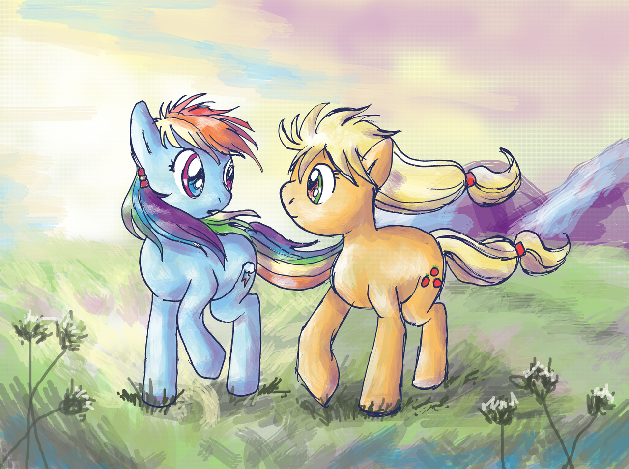 #35437 - safe, artist:lotothetrickster, <b>applejack</b>, <b>rainbow</b> <b>dash</b>, earth <b>pony</b>, <b>...</b>