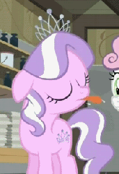 Size: 217x317 | Tagged: safe, screencap, diamond tiara, sweetie belle, g4, ponyville confidential, animated, cropped, eyes closed, female, floppy ears, loop, offscreen character, raspberry, solo focus, tongue out