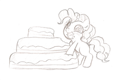 Size: 966x643 | Tagged: source needed, safe, artist:jessy, pinkie pie, g4, cake, filly, foal