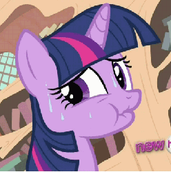 Size: 391x393 | Tagged: safe, screencap, twilight sparkle, pony, g4, it's about time, season 2, all new, animated, female, hub logo, invisible stallion, sweat, text