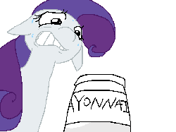 Size: 800x600 | Tagged: safe, artist:weaver, rarity, pony, g4, female, gif, hilarious in hindsight, innuendo, jar, magical unicorn mayonnaise, mare, mayonnaise, non-animated gif, simple background, solo, sweat, visual innuendo, white background
