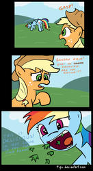 Size: 518x954 | Tagged: safe, artist:tifu, applejack, rainbow dash, pegasus, pony, g4, butt, comic, eating, eating grass, female, grass, grazing, herbivore, horses doing horse things, mare, munch, plot, sound effects