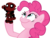 Size: 990x759 | Tagged: safe, pinkie pie, earth pony, pony, g4, crossover, deadpool, female, look what pinkie found, male, mare, megaman legends, simple background, spider-man, transparent background