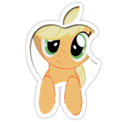 Size: 375x360 | Tagged: safe, applejack, earth pony, pony, g4, apple (company), female, mare, simple background, solo, sticker, transparent background