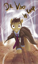 Size: 600x1000 | Tagged: source needed, safe, artist:keepare, doctor whooves, time turner, earth pony, pony, g4, clothes, coat, crossover, doctor who, epic, male, necktie, ponified, solo, tenth doctor, the doctor
