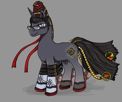 Size: 729x609 | Tagged: safe, artist:chaos-dark-lord, pony, unicorn, bayonetta, bayonetta (character), clothes, crossover, glasses, gloves, gun, high heels, ponified, shoes, umbra witch, weapon