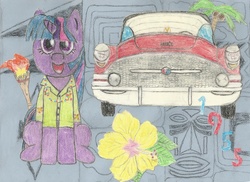 Size: 1416x1029 | Tagged: safe, twilight sparkle, g4, buick, car, traditional art