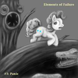 Size: 600x600 | Tagged: safe, artist:haretrinity, pinkie pie, earth pony, pony, g4, elements of failure, panic, partial color