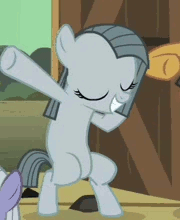 Size: 180x220 | Tagged: safe, screencap, igneous rock pie, limestone pie, marble pie, earth pony, pony, g4, season 1, the cutie mark chronicles, animated, bipedal, cropped, dancing, female, filly, filly limestone pie, filly marble pie, gif, loop, party hard, solo focus