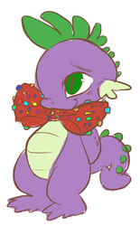 Size: 402x648 | Tagged: safe, artist:gibbons, artist:rareredmeat, spike, dragon, g4, bowtie, colored sketch, male, simple background, sketch, solo, white background