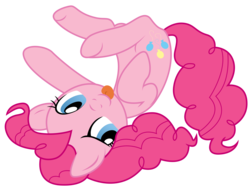 Size: 5000x3777 | Tagged: safe, artist:jessy, artist:kooner-cz, pinkie pie, pony, g4, :p, colored, cute, diapinkes, female, looking at you, rolling, simple background, solo, tongue out, transparent background, upside down, vector