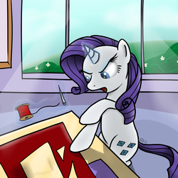 Size: 900x900 | Tagged: safe, artist:theparagon, rarity, pony, g4, needle, solo, thread