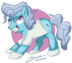 Size: 600x521 | Tagged: safe, artist:b0nbon, screw loose, earth pony, pony, g4, circle background, faic, female, insanity, mare, messy mane, signature, simple background, solo, transparent background
