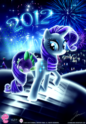 Size: 900x1296 | Tagged: safe, artist:zelc-face, rarity, spike, g4, 2012, female, fireworks, interspecies, male, night, ponyville, ship:sparity, shipping, sleeping, straight, tail wrap, zzz