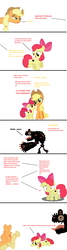 Size: 1033x3832 | Tagged: safe, artist:ponypon, apple bloom, applejack, g4, crossover, patapon