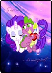 Size: 470x659 | Tagged: safe, artist:gravitationaltim, rarity, spike, g4, female, fire ruby, interspecies, male, ship:sparity, shipping, straight