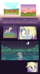 Size: 1400x2600 | Tagged: safe, artist:equestria-prevails, derpy hooves, pegasus, pony, g4, comic, discovery meme, female, flying, fuck the police, meme, meme origin, moon, sign, solo, the thirteenth floor