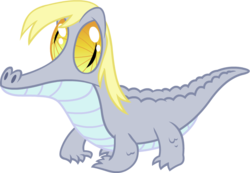 Size: 860x595 | Tagged: safe, derpy hooves, gummy, alligator, pegasus, pony, reptile, g4, female, gatorfied, mare, simple background, solo, species swap, transparent background, vector, wall eyed