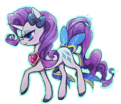 Size: 500x430 | Tagged: safe, artist:cizu, rarity, pony, g4, bow, female, fire ruby, gif, non-animated gif, solo, tail bow