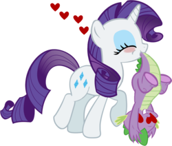 Size: 739x626 | Tagged: safe, artist:dlazerous, rarity, spike, dragon, pony, unicorn, g4, female, heart, heart eyes, interspecies, male, mare, mouth hold, ship:sparity, shipping, simple background, straight, tail hold, transparent background, upside down, wingding eyes