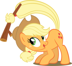 Size: 1024x933 | Tagged: safe, artist:mysteriouskaos, applejack, earth pony, pony, g4, may the best pet win, crouching, female, fetch, prehensile tail, simple background, solo, tail hold, transparent background, vector